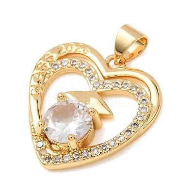Brass Micro Pave Cubic Zirconia Pendants KK-CBA0009-10G-B-1