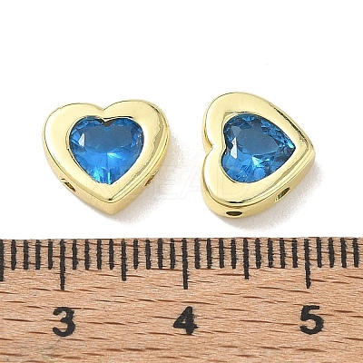 Valentine's Day Brass Pave Cornflower Blue Glass Beads KK-A300-06G-1