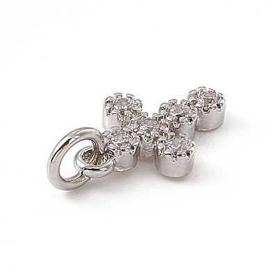 Brass Micro Pave Clear Cubic Zirconia Charms ZIRC-F132-63P-1