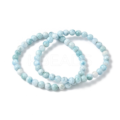 Round Natural Hemimorphite Beaded Stretch Bracelets for Men Women BJEW-B136-01A-1