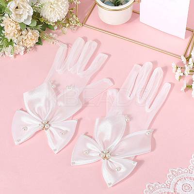 Polyester Bride's Lace Gloves AJEW-WH20120-23C-1
