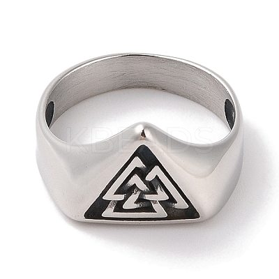 Viking 304 Stainless Steel Valknut Rings RJEW-U005-17F-AS-1