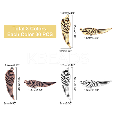 90Pcs 3 Colors  Tibetan Style Alloy Pendants TIBEP-PH0001-32-1