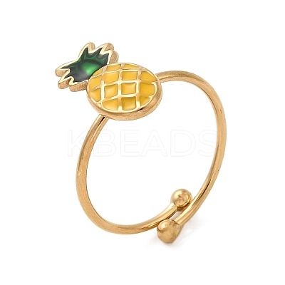 Adjustable 304 Stainless Steel Enamel Cuff Rings for Women RJEW-B152-01G-02-1