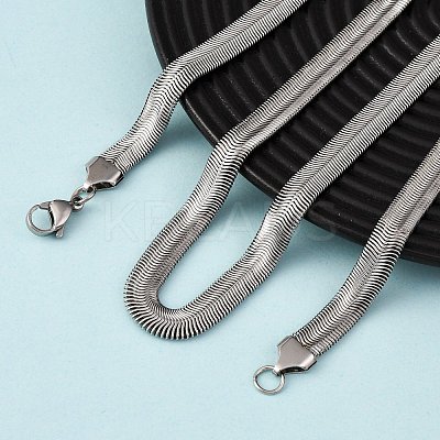 8MM 304 Stainless Steel Flat Snake Chain Necklaces NJEW-P338-09P-1
