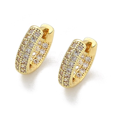 Brass Micro Pave Clear Cubic Zirconia Hoop Earrings LS-EJEW-D311-101G-1