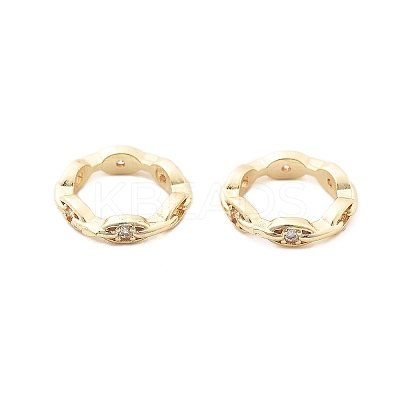 Brass Micro Pave Clear Cubic Zirconia Bead Frame KK-H495-03KCG-1