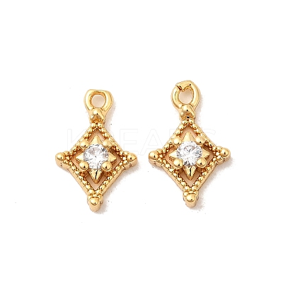 Brass Micro Pave Cubic Zirconia Pendants X-KK-P340-28G-1