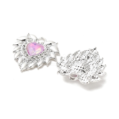 Rack Plating Alloy Rhinestones Pendants PALLOY-D028-03B-S-RS-1