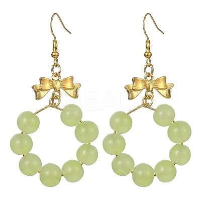 Imitation Jade Glass Beaded Ring Dangle Earrings EJEW-JE05567-04-1