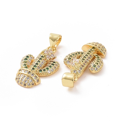 Brass Micro Pave Cubic Zirconia Pendants ZIRC-P106-15G-1
