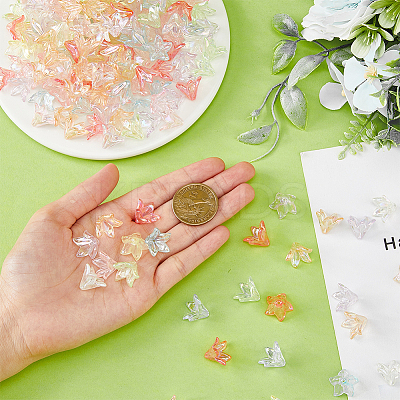 240Pcs 8 Colors Transparent Acrylic Bead Caps OACR-FH0001-050-1