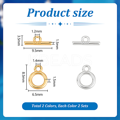 4 Sets 2 Style Sterling Silver Toggle Clasps STER-PH0003-87-1