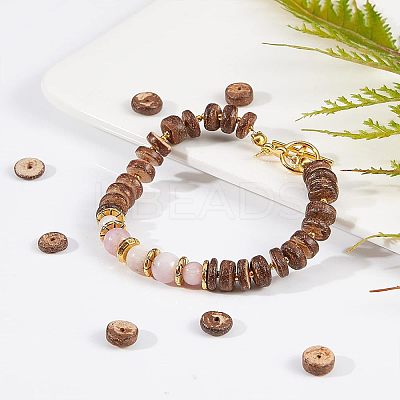 Natural Coconut Shell Rondelle Bead Strands COCB-OC0001-001B-1