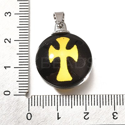 Flat Round 201 Stainless Steel Acrylic Pendants STAS-U036-01P-08-1