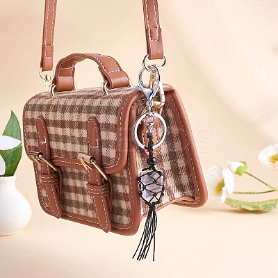 4Pcs  Macrame Fringe Braided Keychain AJEW-SW00014-05-1