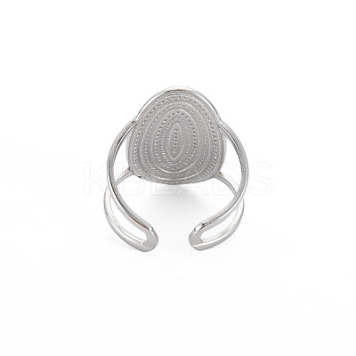 Non-Tarnish 304 Stainless Steel Oval Wide Open Cuff Ring for Women RJEW-S405-172P-1