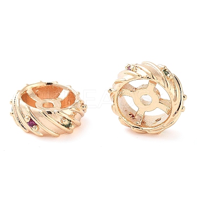 Brass Micro Pave Clear Cubic Zirconia Beads KK-U028-22G-1