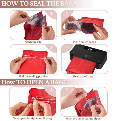 10Pcs BOPP and Aluminized PET and PE Resealable Coffee Zipper Bags with Valve ABAG-TA0001-93A-1