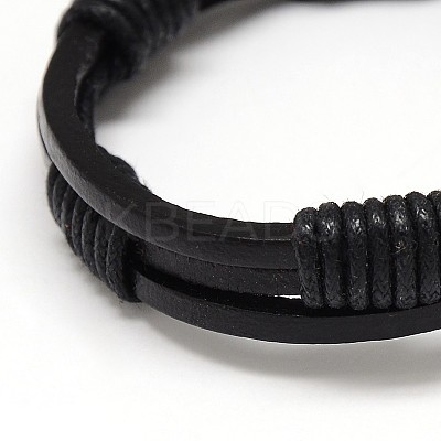 Trendy Unisex Casual Style Waxed Cord and Leather Bracelets BJEW-L298-02-1