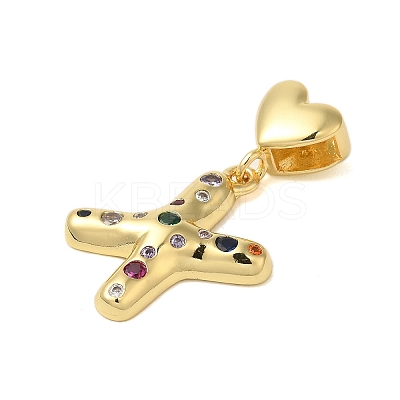 Rack Plating Brass Micro Pave Clear Cubic Zirconia Perdants KK-C067-12G-X-1