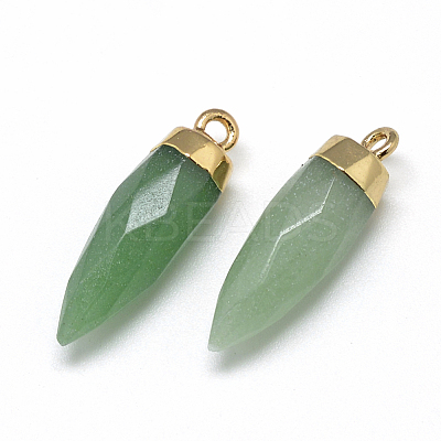 Natural Green Aventurine Pointed Pendants G-Q495-10G-1