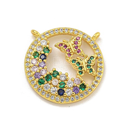 Rack Plating Brass Micro Pave Cubic Zirconia Pendants KK-C074-02G-04-1