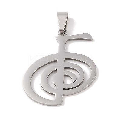 Non-Tarnish Reiki Symbol 201 Stainless Steel Pendants STAS-A094-03A-P-1