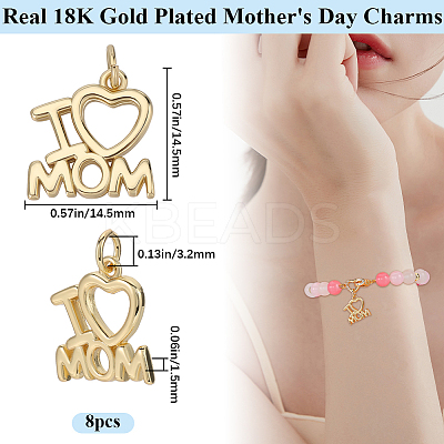 8Pcs Mother's Day Rack Plating Brass Charms KK-BBC0013-94-1