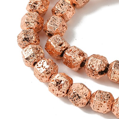 Electroplated Natural Lava Rock Beads Strands G-I360-N01-03-1