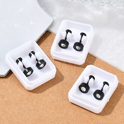 Flat Round Crystal Rhinestone Ear Fake Plugs EJEW-H105-21EB-B-1