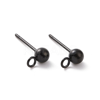 304 Stainless Steel Ball Stud Earring Findings STAS-G099-09B-1