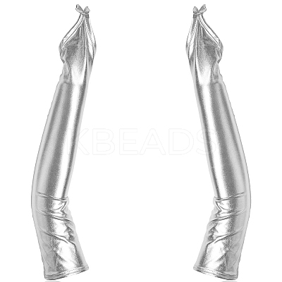 Women's Shiny Polyester Long Fingerless Gloves AJEW-CL0003-03A-1