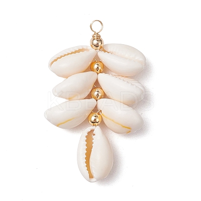 Natural Cowrie Shell Color-Changing Cluster Pendants PALLOY-JF03560-01-1