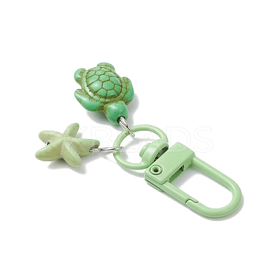 4Pcs Turtle & Starfish Synthetic Turquoise Pendant Decorations HJEW-JM04264-1