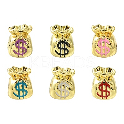 6Pcs 6 Colors Real 18K Gold Plated Brass Enamel Beads KK-CJ0002-68-1