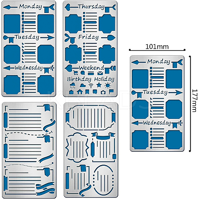 4Pcs 4 Style 304 Stainless Steel Cutting Dies Stencils DIY-BC0003-57-1
