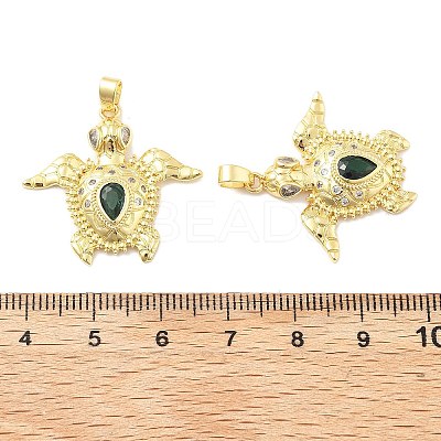 Tortoise Brass Micro Pave Cubic Zirconia Pendants KK-M325-09G-1