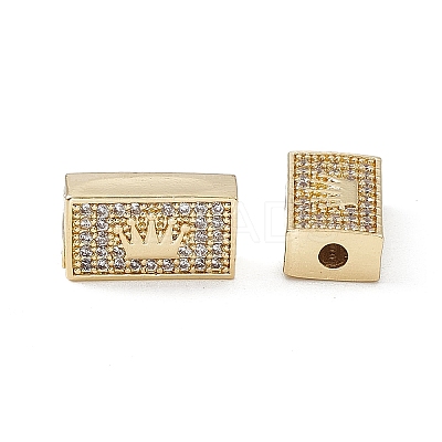 Brass Micro Pave Clear Cubic Zirconia Beads KK-E068-VB462-1