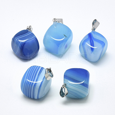 Natural Banded Agate/Striped Agate Pendants G-T122-19F-1