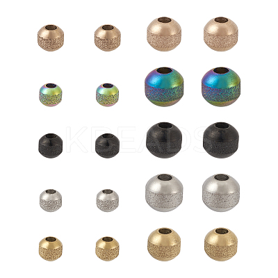 40Pcs 10 Style Textured 304 Stainless Steel Beads STAS-MP0001-09-1