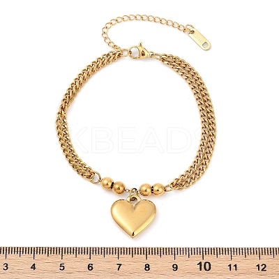 304 Stainless Steel Heart Charm Bracelets LS-BJEW-Z106-07G-1