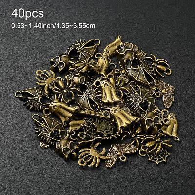 40Pcs 5 Styles Halloween Themed Tibetan Style Alloy Pendants Sets TIBEP-YW0002-02-1
