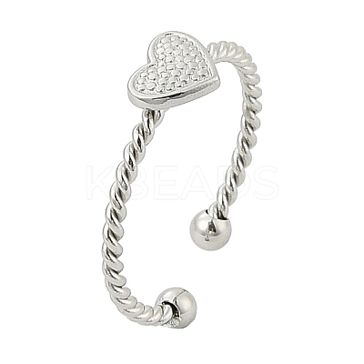 Heart 304 Stainless Steel Open Cuff Rings for Women LS-RJEW-G338-14P-1