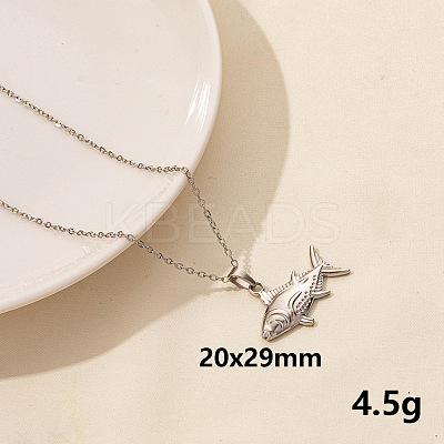 304 Stainless Steel Fish Pendant Necklaces XW2884-7-1