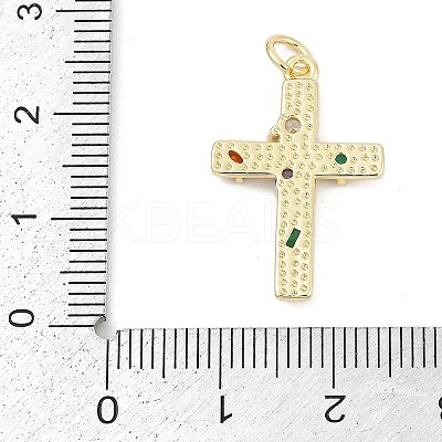 Brass Micro Pave Clear Cubic Zirconia Pendants KK-G522-51G-04-1