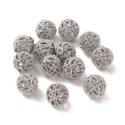 Rack Plating Brass Hollow Beads KK-P219-01B-P-1