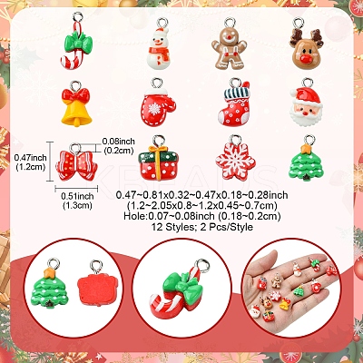 24Pcs 12 Styles Christmas Theme Opaque Resin Pendants RESI-FS0001-86B-1