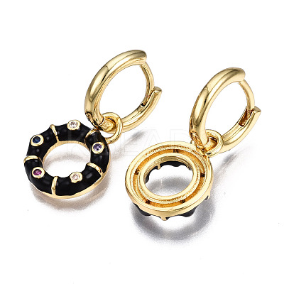 Brass Micro Pave Cubic Zirconia Huggie Hoop Earrings EJEW-T014-42G-NF-1