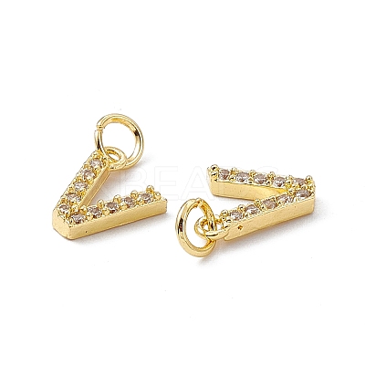 Real 18K Gold Plated Brass Micro Pave Clear Cubic Zirconia Charms KK-E068-VB452-V-1